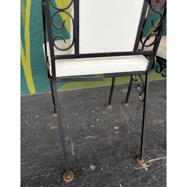 Mid Century Wrought Iron Dining Chairs Attr. To Arthur Umanoff For Sale - Image 11 of 12