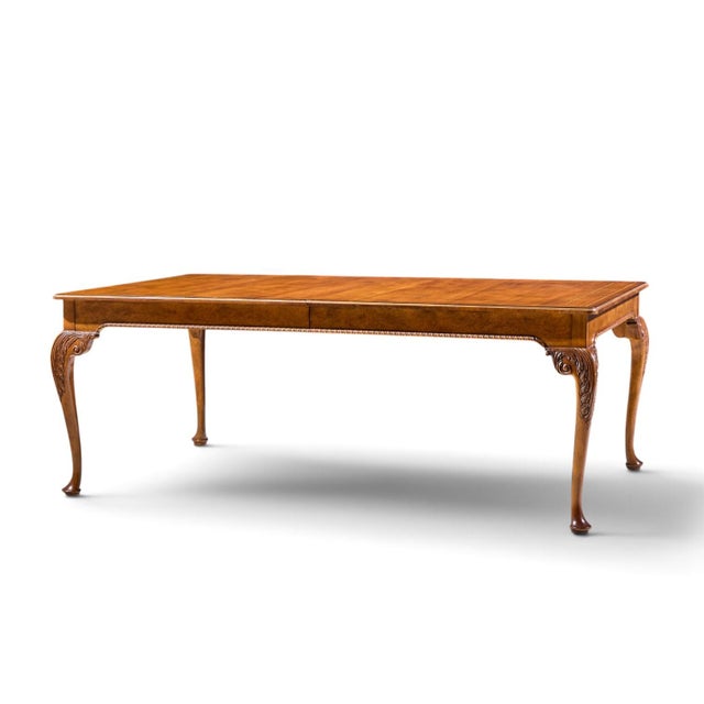 Brown Baker Furniture Stately Homes Queen Anne Walnut Expanding Dining Table With 3 Leaves For Sale - Image 8 of 17
