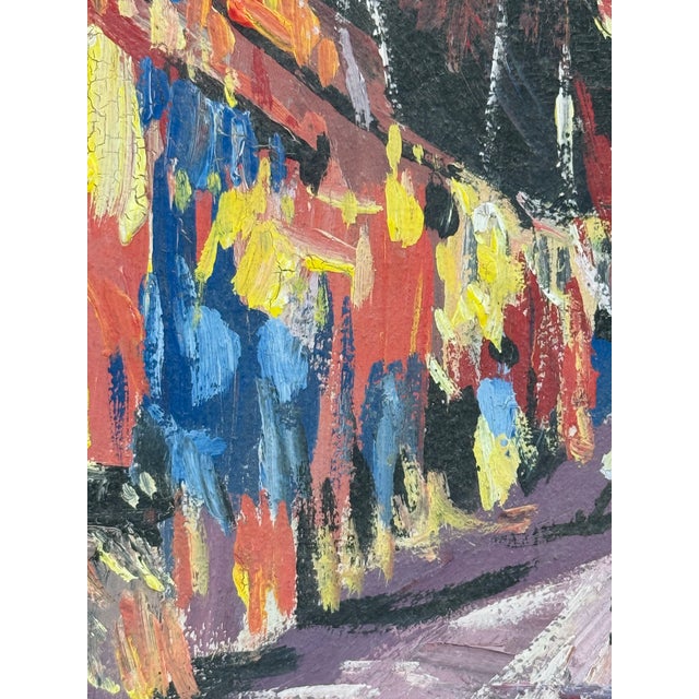 Late 20th Century Colorful Oil on Canvas "Moroccan Souk" by Artist Daghoury. Elevate your space with this stunning late...