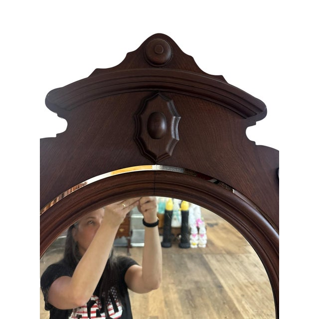 Antique Victorian Walnut Marble Top Dresser With Tilting Mirror & Hand-Carved Acorn Pulls For Sale In Greensboro - Image 6 of 10