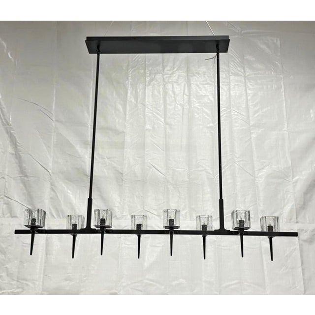 2020s Marian Jamieson "Kellen" Chandelier, Blackened Steel & Murano Glass Style Shades For Sale - Image 5 of 18