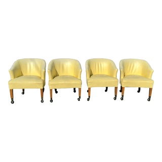 Vintage Naugahyde Club Chairs on Castors- Set of 4 For Sale