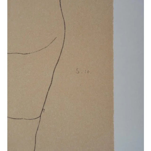 Egon schiele (after) the sketch in front of the mirror lithograph after a drawing from 1910 signed in the plate on vellum...