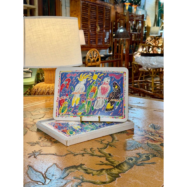 1980s Ken Done Australian Parrot Placemats, Set of 6 in Original Box For Sale - Image 12 of 12