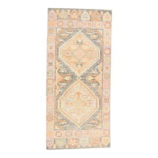 Early 21st Century Pink Multicolor Handwoven Turkish Oushak Runner 2'11" X 6'4" For Sale