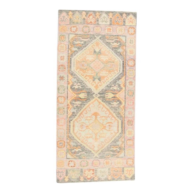 Early 21st Century Pink Multicolor Handwoven Turkish Oushak Runner 2'11" X 6'4" For Sale