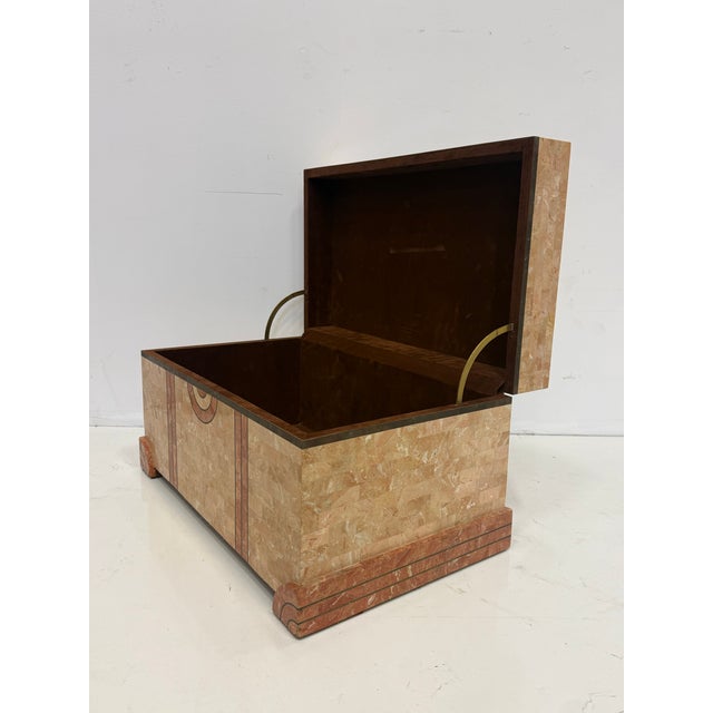1980's Large Decorative Tessellated Stone Trunk by Maitland Smith For Sale - Image 9 of 9