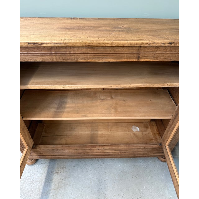 Parisian Glass-Fronted Oak Buffet, 1940s For Sale - Image 15 of 16