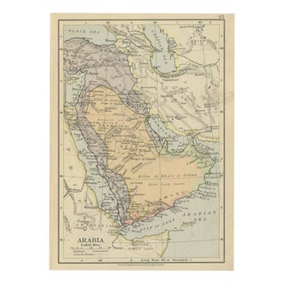 Antique Miniature Map of Arabia from Johnston, 1909 For Sale