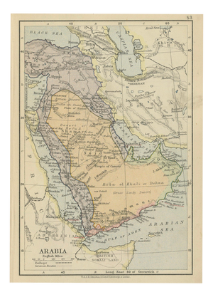 Antique Miniature Map of Arabia from Johnston, 1909