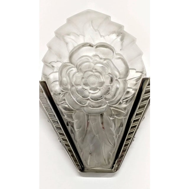 Art Deco French Art Deco Wall Sconces Signed by Degue - a Pair For Sale - Image 3 of 6
