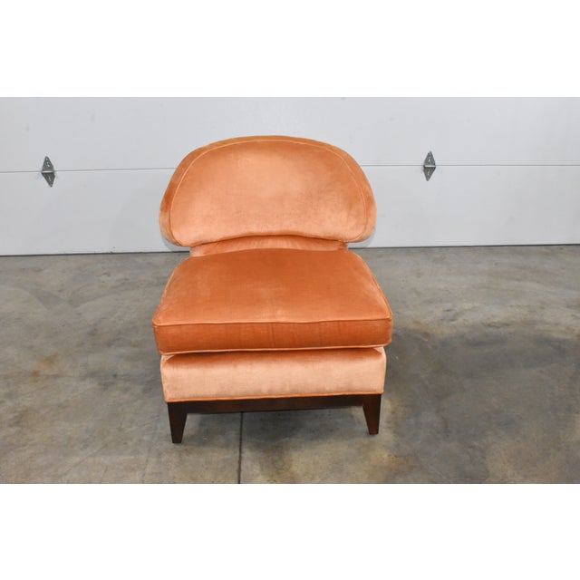 Century Furniture Century Furniture Velvet Peach/Orange Slipper Chair For Sale - Image 4 of 11