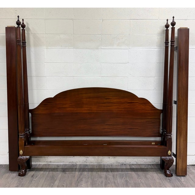 This is an absolutely stunning vintage Councill Craftsman King sized Chippendale mahogany carved four poster bed. It...