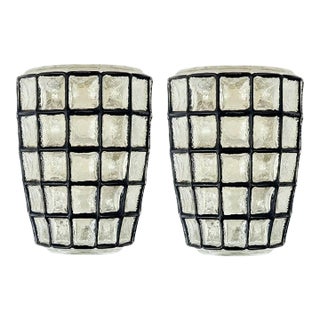 1960s Pair of Mid-Century Modern Glass Wall Lights/Sconces From Limburg, Germany For Sale