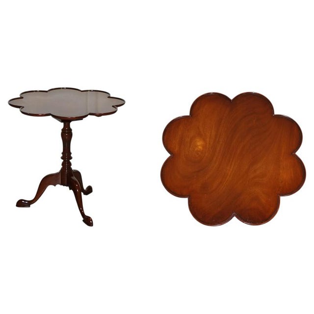 Antique Style Tilt Top Wine Side Table with Piecrust Top For Sale - Image 16 of 16