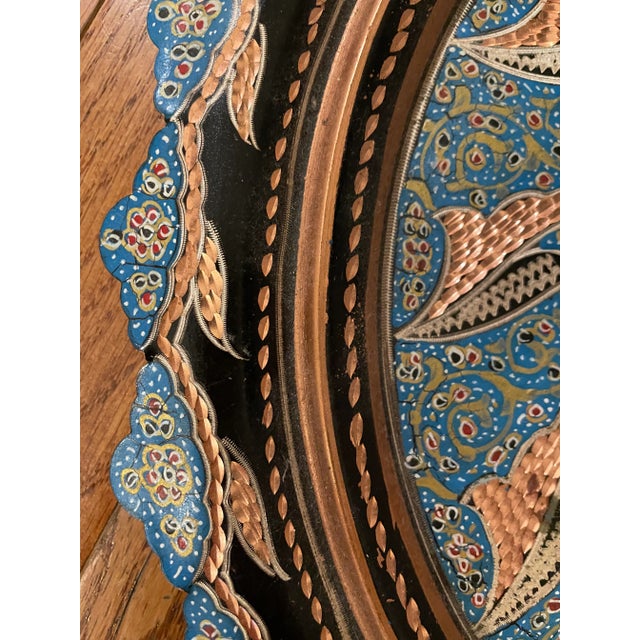 Vintage Turkish Painted Copper Tray For Sale - Image 4 of 5