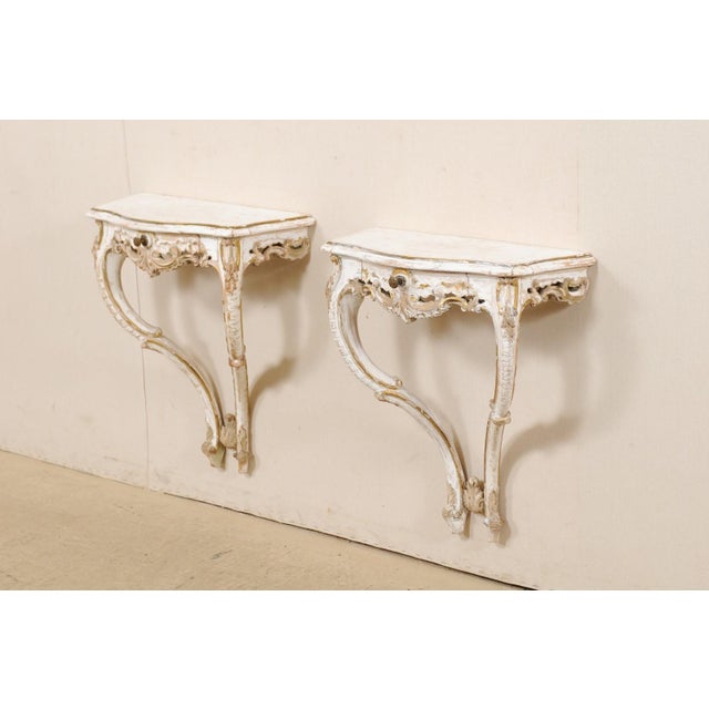 White Italian Wall Mounted Consoles - A Pair For Sale - Image 8 of 13