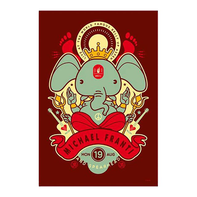 2013 American Concert Poster, Michael Franti and Spearhead, by Scrojo (Belly Up) For Sale