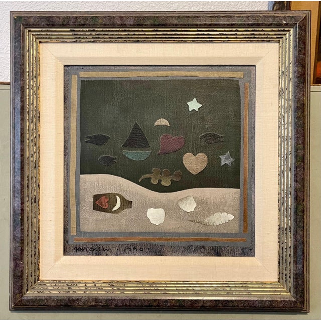 Carol Jablonsky, Folk Art Collage Painting "Letter in a Bottle" Carol Jablonsky Woman Artist For Sale - Image 10 of 10