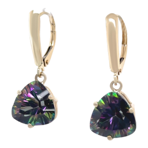 14ct Yellow Gold Mystic Topaz Drop Earrings 4.45ct 4.02g, A Pair