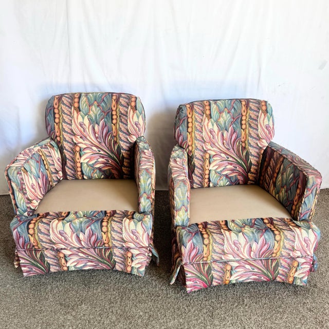 Vintage Needlepoint Swivel Rocking Lounge Chairs - A Pair For Sale In Miami - Image 6 of 12
