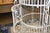 White Vintage Tall White Fern Head Round Wicker Hanging Bird Cage W/ Single Door For Sale - Image 8 of 17