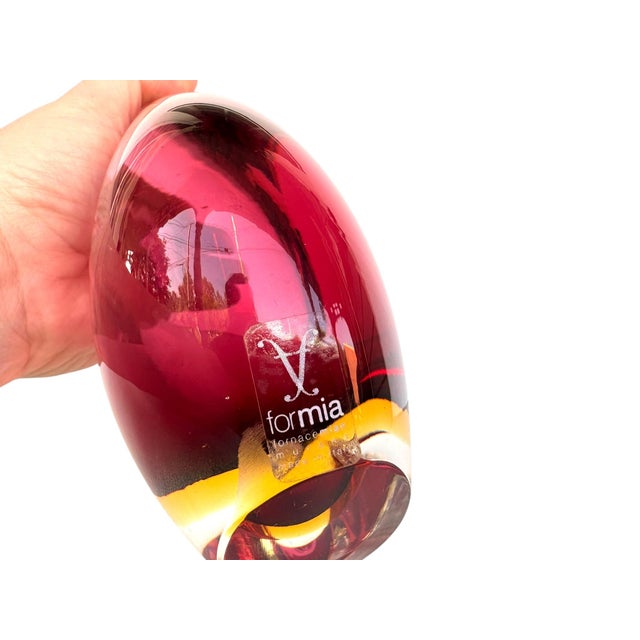 Murano Glass Sommerso Vintage Murano Sommerso Formia Art Glass Vase — Cranberry For Sale - Image 4 of 6