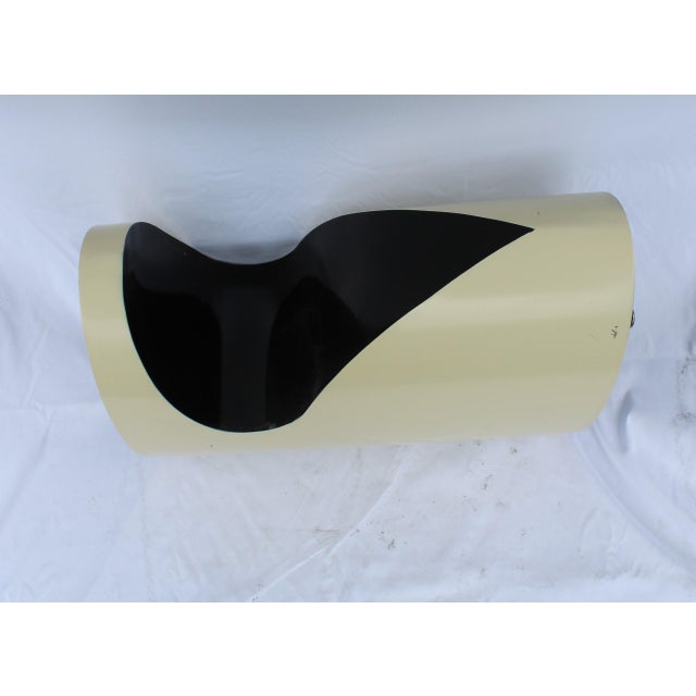 Metal Side Table Midcentury Designed Special Shape Painted Two-Tone Rolled Steel For Sale - Image 7 of 16