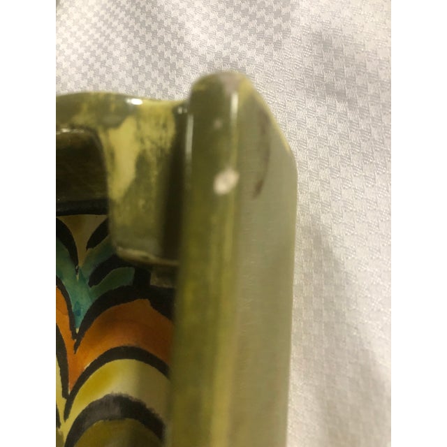 1960s Aldo Londi for Bitossi Italian Signed MCM Ashtray in Green Orange Cream and Teal Beautiful! For Sale - Image 5 of 6