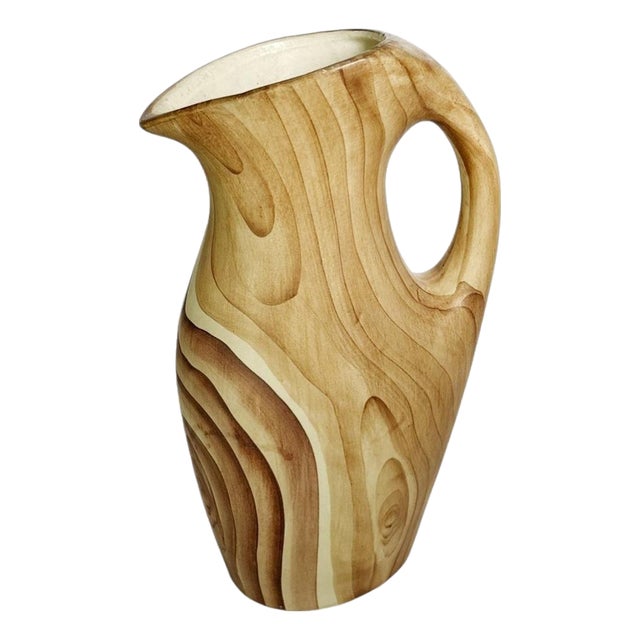 Ceramic Pitcher with Faux Wood Motif, France, 1960s For Sale