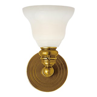 Chapman & Myers for Visual Comfort Signature Boston Functional Single Light in Hand-Rubbed Antique Brass with White Glass For Sale