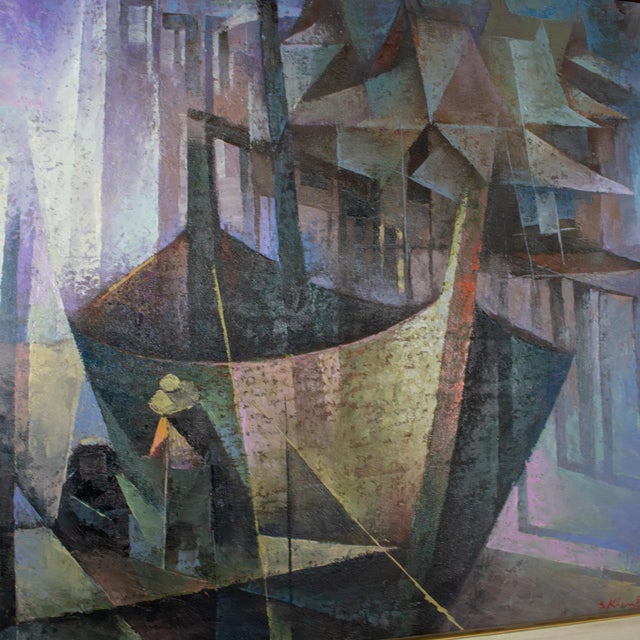 Mid to Late 20th Century Abstract Large Oil Painting or Wall Art Signed by Artist S. Khan Boon For Sale - Image 11 of 18