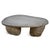 Solid heavy stone boulder outdoor coffee table or bench. Thick slab top and two boulder legs. Smooth polished top with...