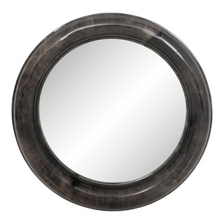 Karl Springer Style Goatskin Circular Mirror For Sale
