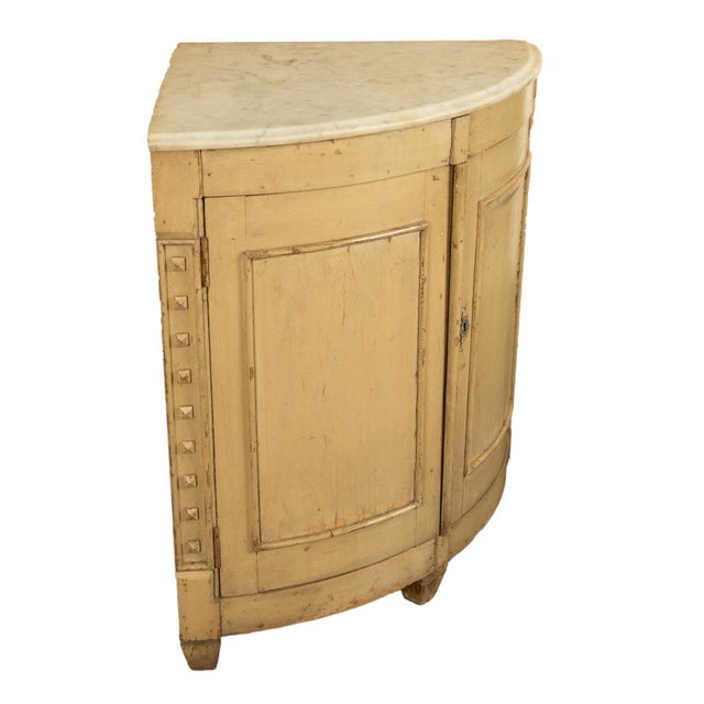Antique 18thC Swedish Painted Gustavian Marble Top Corner Cupboard Cabinet 1780 For Sale - Image 12 of 14