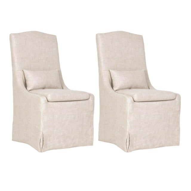 Colette Linen Slipcover Dining Chairs, Set of 2 For Sale - Image 13 of 13