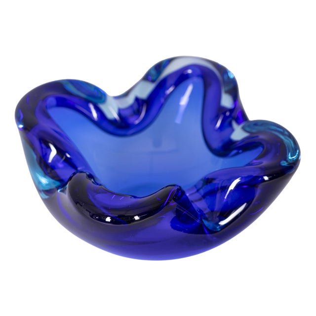 Vintage Italian Ashtray in Blue Murano Glass, 1970s For Sale