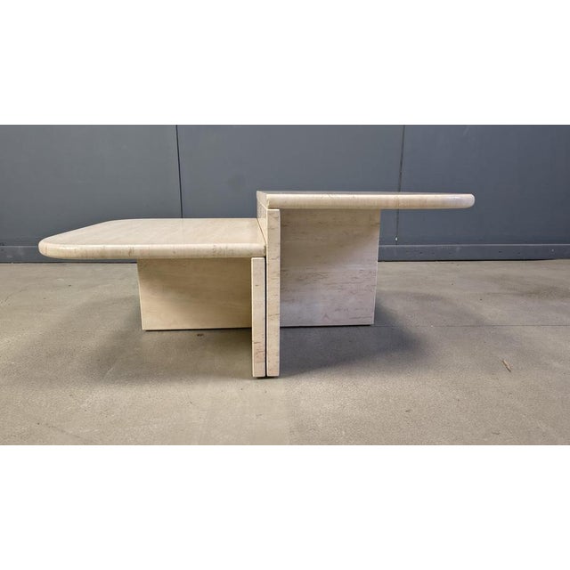 Beige Vintage Travertine Coffee or Side Tables, 1970s, Set of 2 For Sale - Image 8 of 11