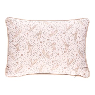 Schumacher x Marie-Chantal Rabbit Print 18" Lumbar Pillow in Blush For Sale