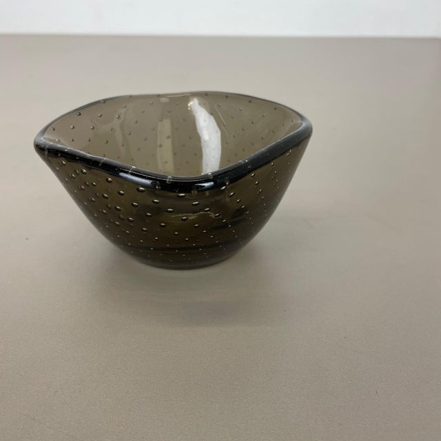 Green Glass Bullicante Bowl or Ashtray attributed to Venini, Italy, 1970s For Sale - Image 13 of 18