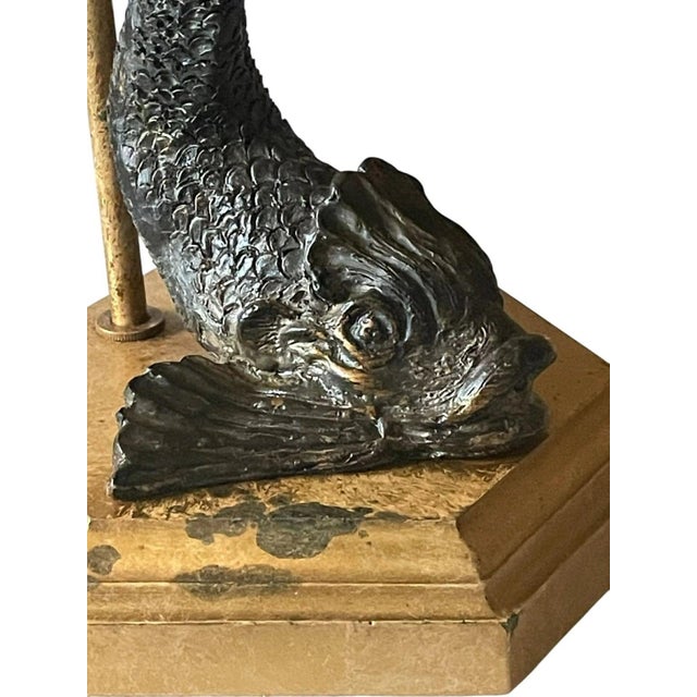 Vintage Mid-Century Modern Limited Edition Bronze Koi Fish Lamp - Stamped Caww and Numbered For Sale - Image 10 of 13