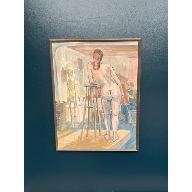 Olle C, Female Model in the Studio, 1977, Oil Painting on Canvas, Framed For Sale - Image 12 of 18