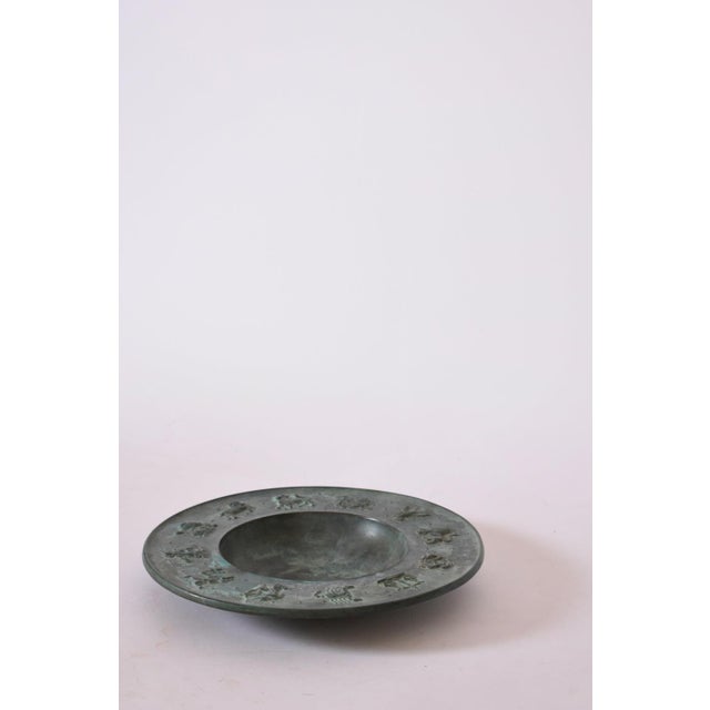 Circular Neoclassical Bronze Plate, 1940s For Sale - Image 3 of 5