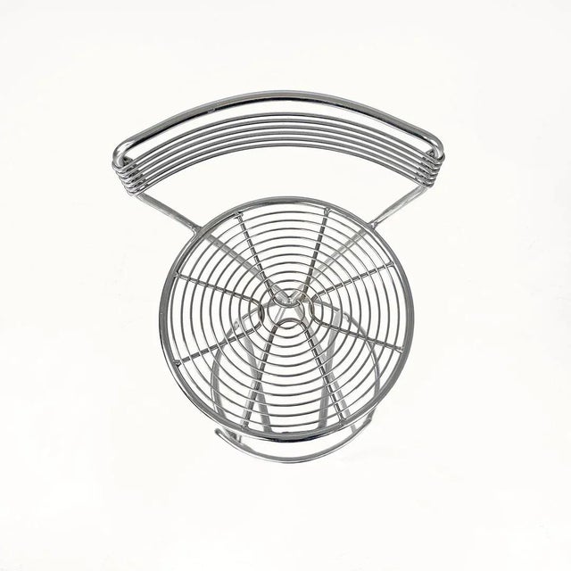 Postmodern Italian Chromed Metal Round Base Stool with Footrest For Sale - Image 6 of 18