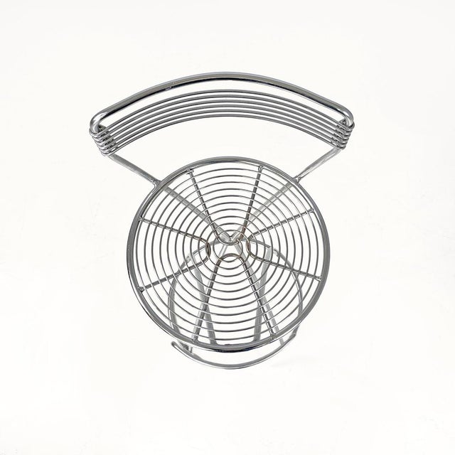 Set of Postmodern Italian Chromed Metal Round Base Stool with Ottoman For Sale - Image 6 of 18