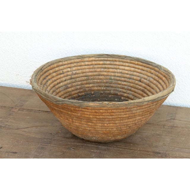 Antique Coiled Woven Harvest Basket For Sale - Image 4 of 9