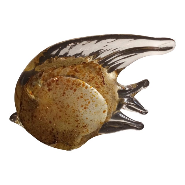 Murano Style Gold Aventurine Art Glass Fish Figurine For Sale