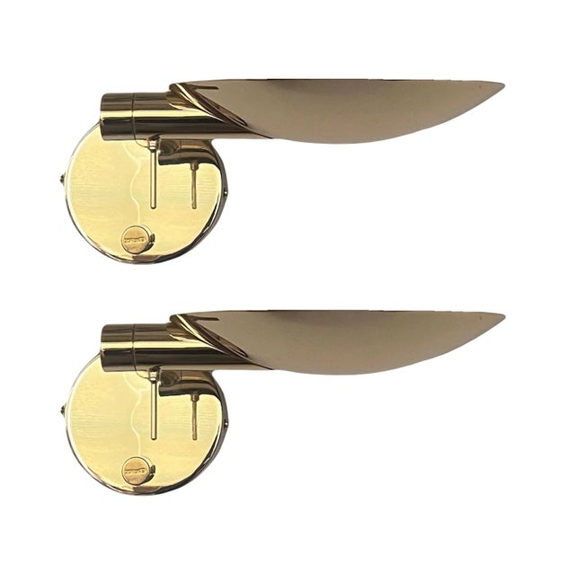 Vintage Spanish Articulated Gold Wall Sconces by Estiluz, 1980s, Set of 2 For Sale - Image 9 of 10