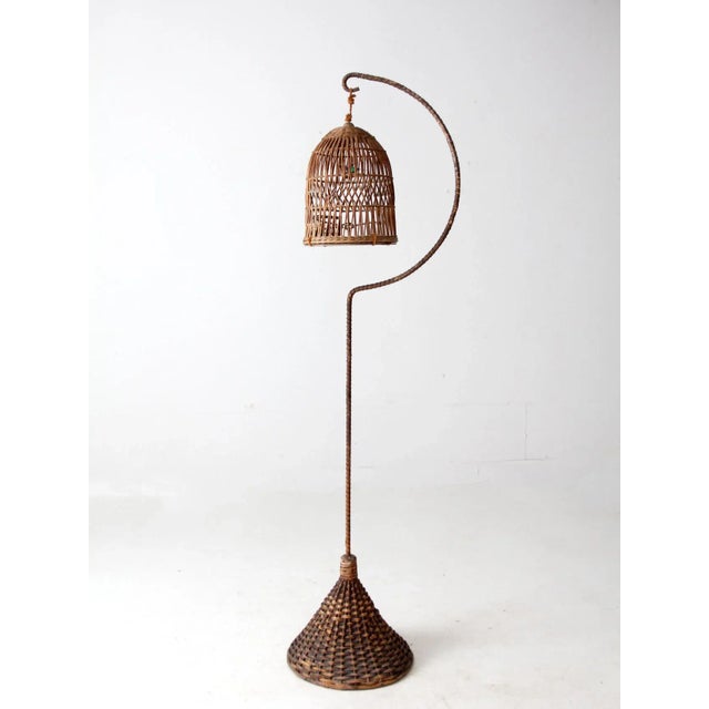 Antique Wicker Bird Cage and Stand For Sale - Image 9 of 11
