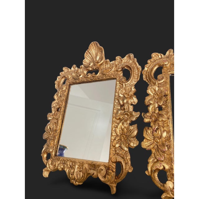 Gold Regency Mirrors in Gilded Wood with Gold Leaf, 1950s, Set of 2 For Sale - Image 8 of 11